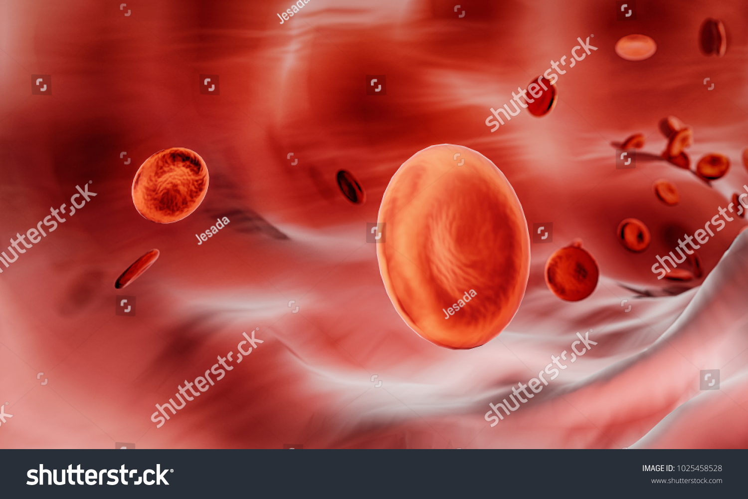 Red blood cells flow in vein. Health care medical with red blood cells background. 3d render.