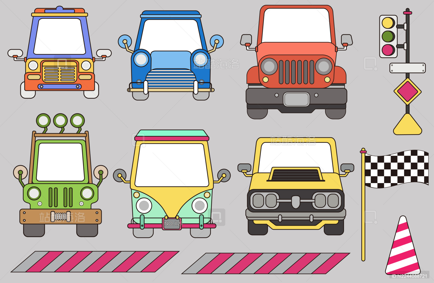 卡通小汽车矢量图