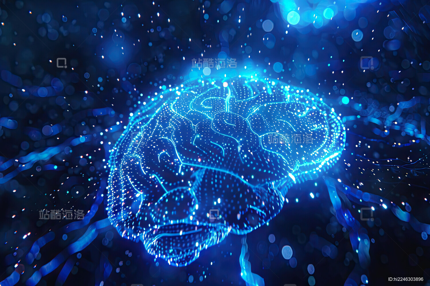 蓝色科技大脑背景