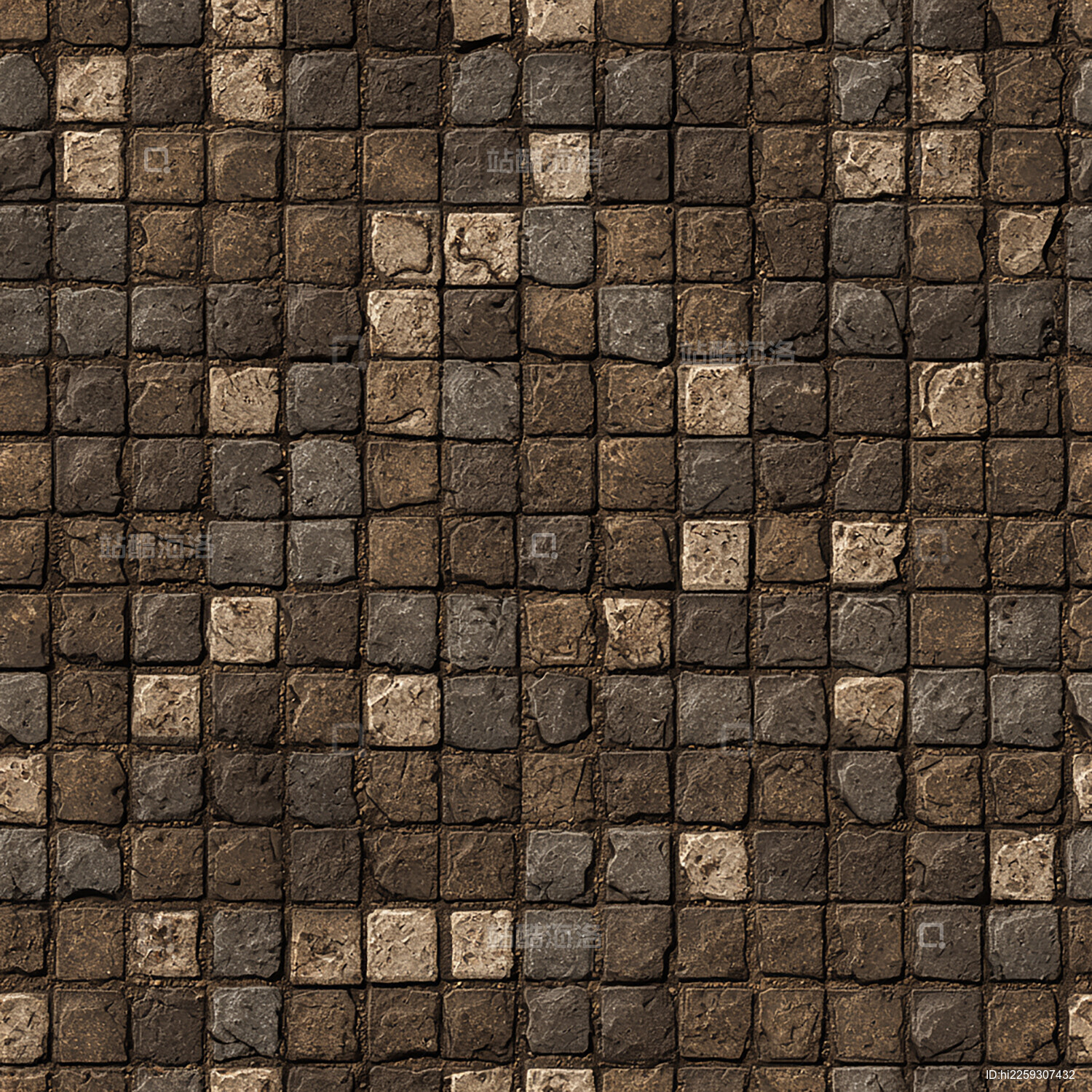 游戏风格鹅卵石地面纹理无缝贴图