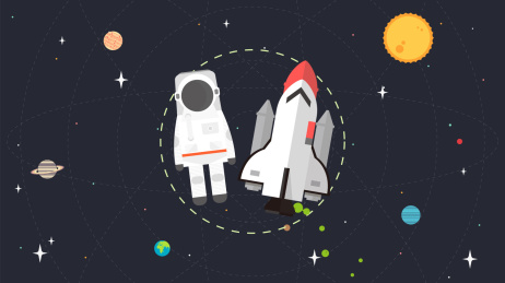 航天员飞船在太空宇宙太阳系矢量素材