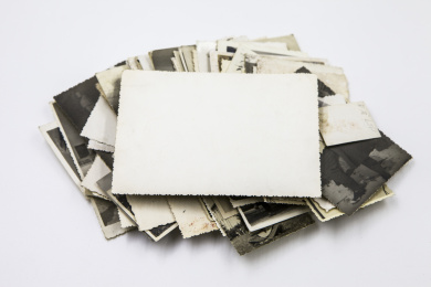 Vintage photo stack isolated on white