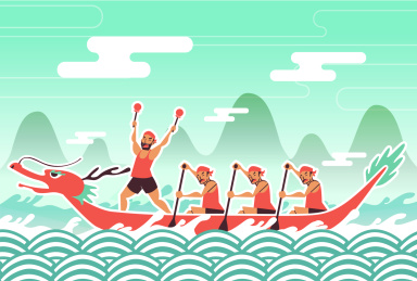赛龙舟矢量插画图