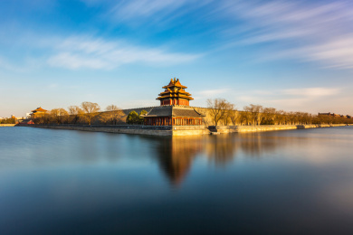 北京故宫角楼黄昏