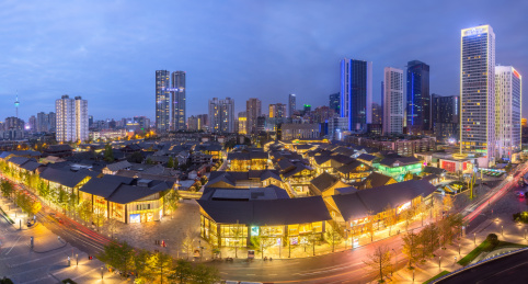 成都市中心太古里夜景城市风光