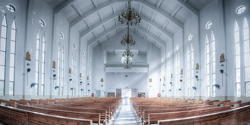 教堂建筑室内全景拼接图