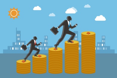 商业社会竞争创意概念插图，矢量图