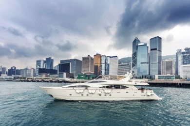 在香港的现代海港景色