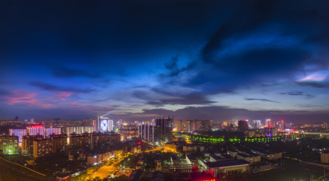 广西钦州城市天际线夜景风光