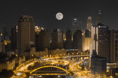 天津城市风光夜景黑金