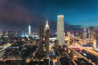 天津海河之滨夜景