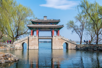 北京市颐和园镜桥建筑景观