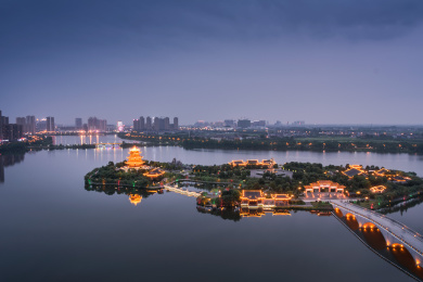 江西抚州梦湖鸟瞰图