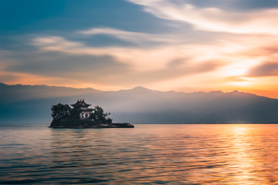 洱海日落