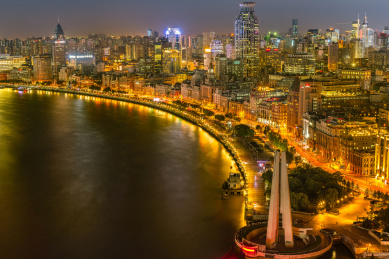 beautiful shanghai bund at night , China