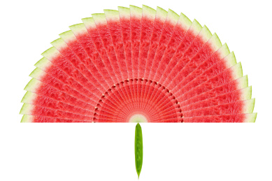 西瓜扇子/创意西瓜水果生鲜海报素材