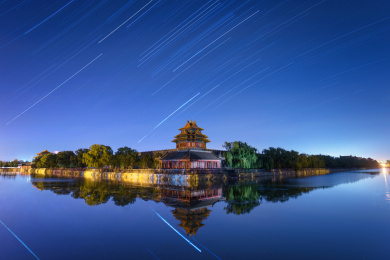 星空下的北京故宫角楼