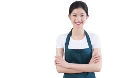 肖像年轻的女服务员