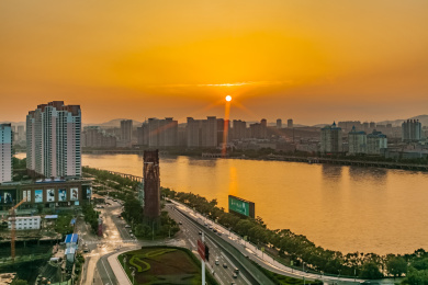 吉林省吉林市松花江外滩建筑景观