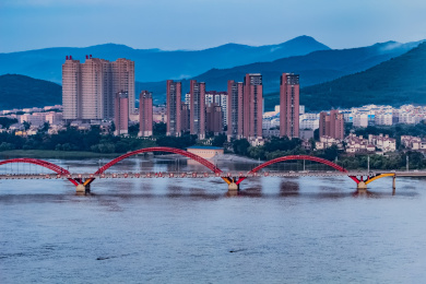 吉林省吉林市松花江外滩建筑景观