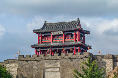 辽宁省丹东市虎山长城阁楼建筑景观