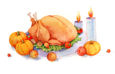 感恩节火鸡南瓜插画海报
