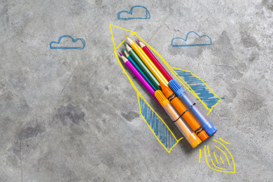 童趣概念火箭升空  