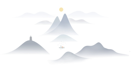 日出东山创意水墨画