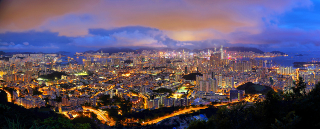 香港笔架山夜景全景