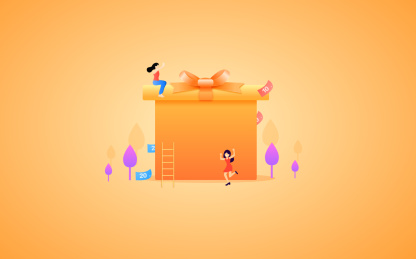 矢量卡通人物礼盒送礼素材