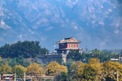 河北省山海关市古城墙园林古建建筑景观