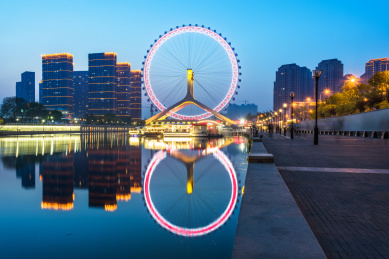 天津，中国的散焦视眼。