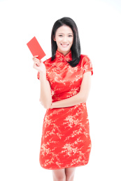 穿着旗袍的中国女生