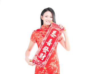 穿着旗袍的中国女生