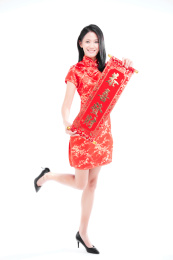 穿着旗袍的中国女生