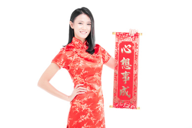 穿着旗袍的中国女生