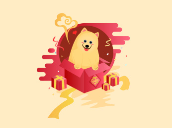 礼物盒里的小狗