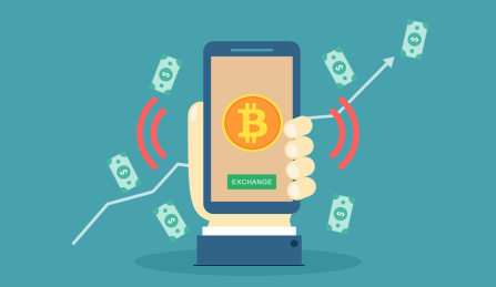 比特币与美元交换概念创意插画