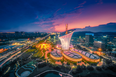 武汉城市风光夜景未来科技城