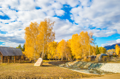 中国新疆阿勒泰地区白哈巴村秋季风光