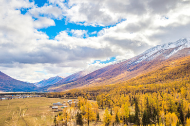 中国新疆阿勒泰地区布尔津县喀纳斯景区秋季