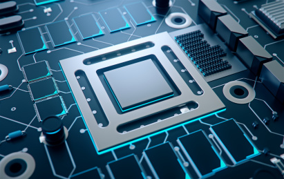 电子电路版核心芯片cpu特写。