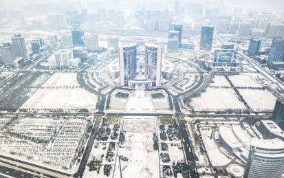 合肥政务区雪景航拍