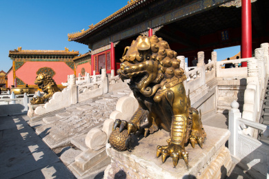 北京故宫鎏金铜狮