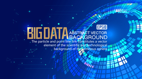 蓝色方块构图发光的旋转抽象科技背景