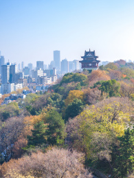 中国武汉黄鹤楼白云阁秋天