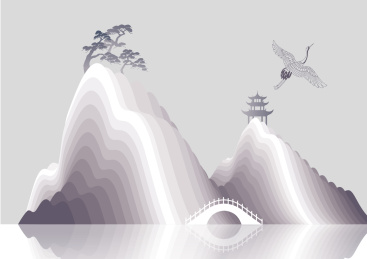 插画 山水 水墨