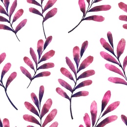 水彩手绘热带枝叶无缝背景