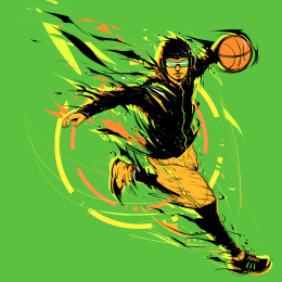 抽象热血篮球插画