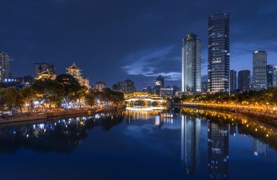 成都锦江九眼桥廊桥夜景